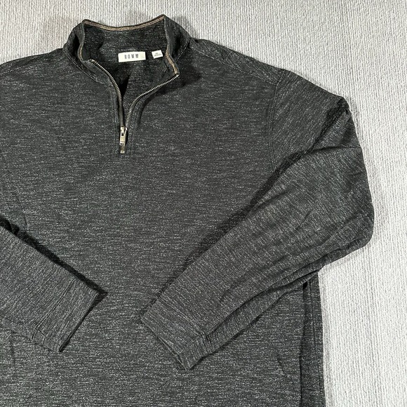 Other - ROWM 1/4 Zip Sweater Mens XL Heather‎ Black Cotton Mock Neck Preppy